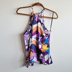 Atina Christina Retro Colorful Satin Top